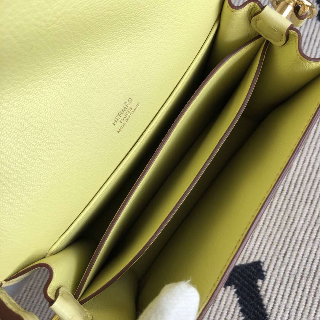 에르메스 룰리스18 옐로우 금장 타조가죽